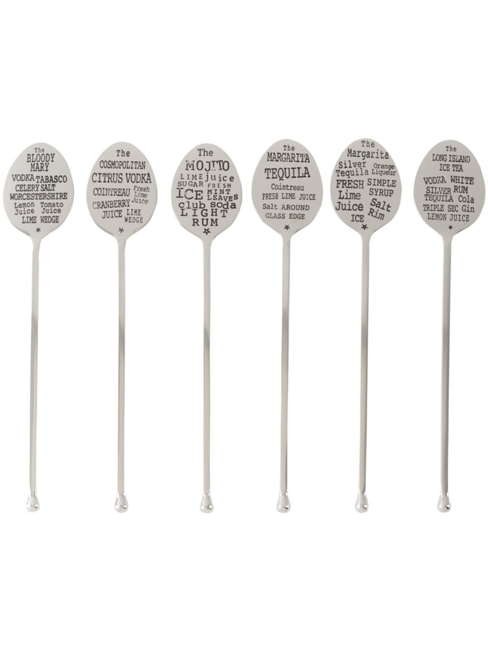 NEW Shiraleah Stamped Cocktail Recipe Stirrer Set